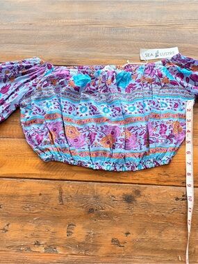Sea Lustre Purple Floral Off-Shoulder Crop Top
